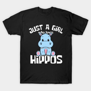 Just A Girl Who Loves Hippos Funny T-Shirt